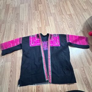Black and Pink Embroidered Jacket